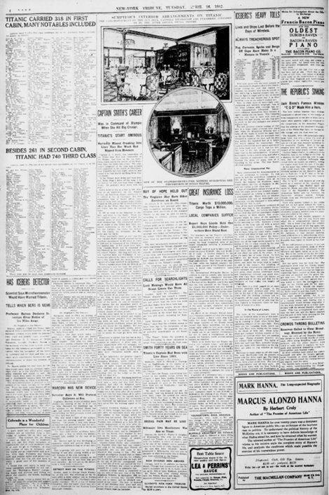 New-York Tribune du 16/04/1912